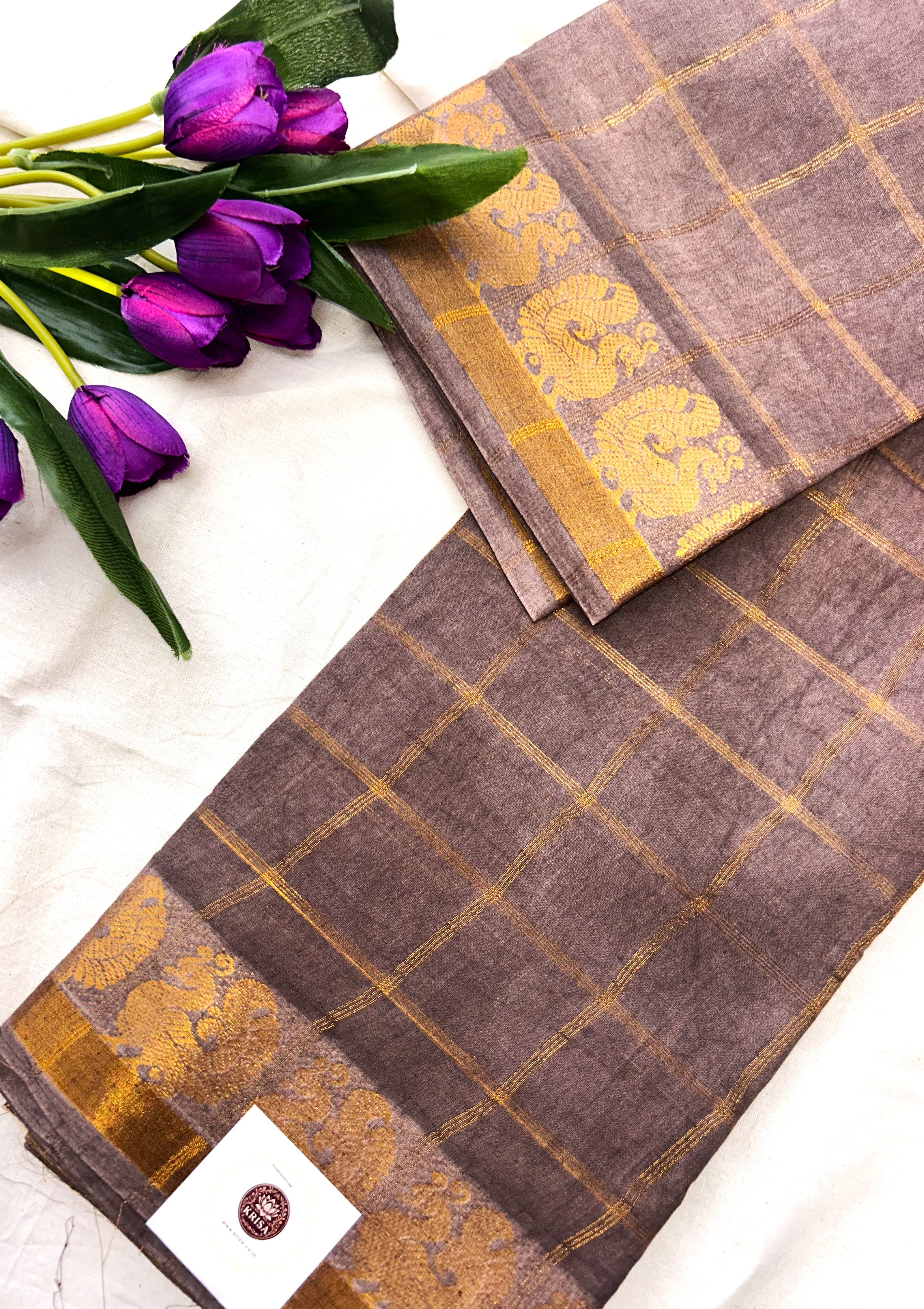 Pavithra Kattam Sungudi cotton saree with peacock border 007|premium quality| krisa