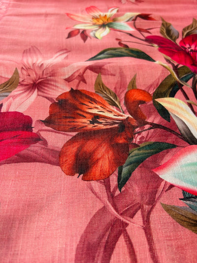 Digital print peach floral print saree with floral print blouse|krisa collections Aadi Offer!