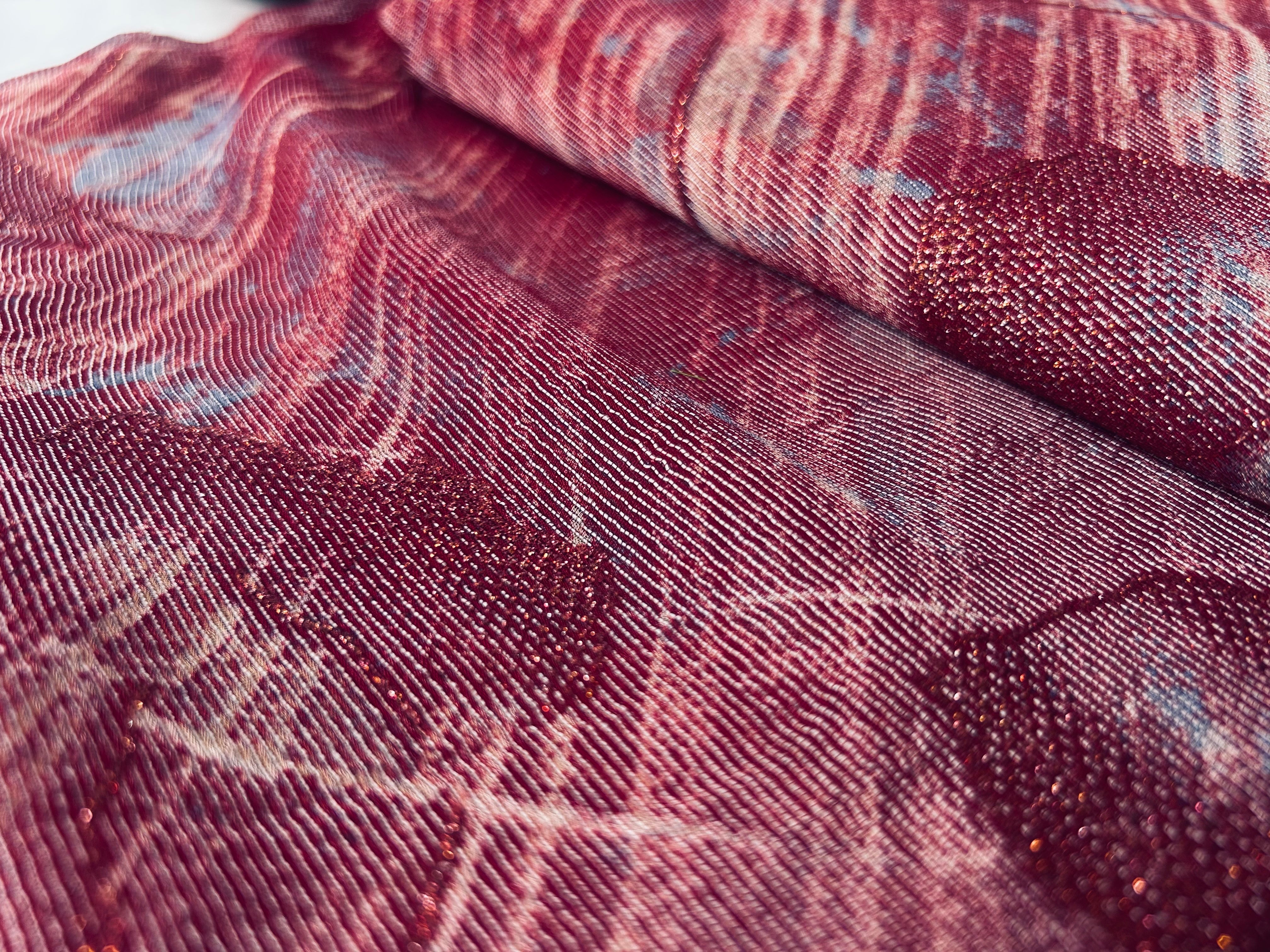 Elegant Maroon Shimmer Finish Georgette Saree555|KRISA COLLECTIONS Aadi Offer!