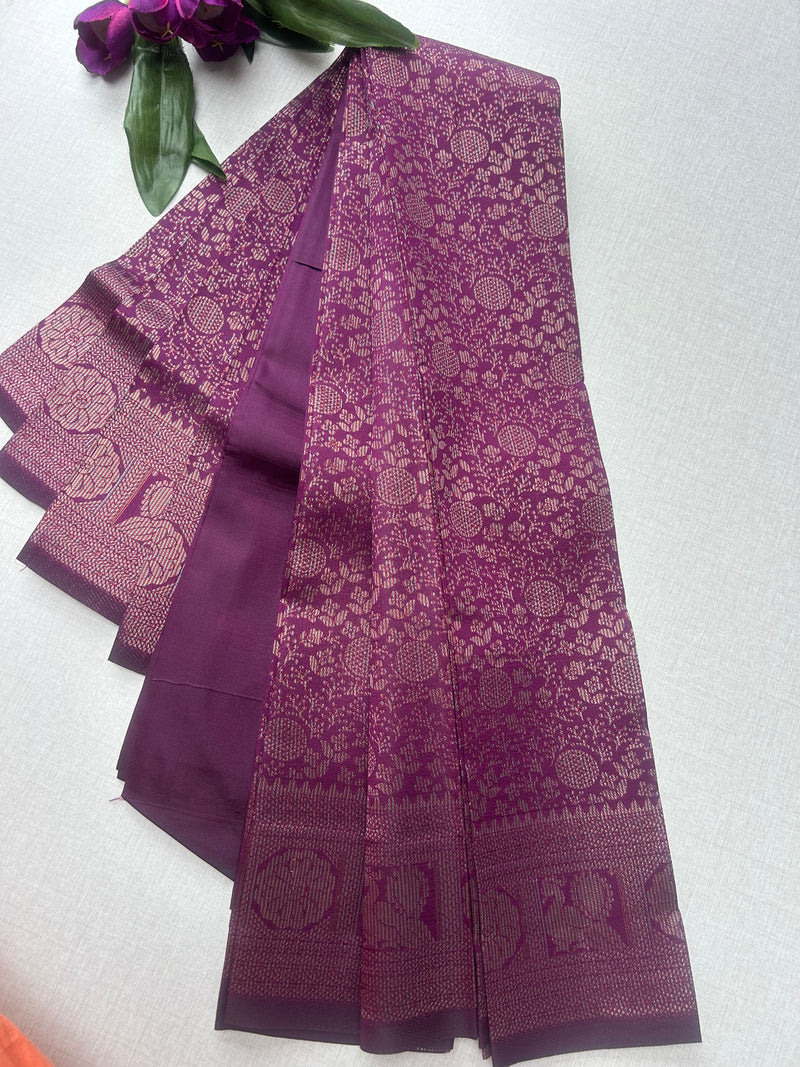 Premium Plum Purple Soft Silk Saree with Rich Zari Weaving & Running Blouse|Aadi Offer Sale| | KRISA COLLECTIONS