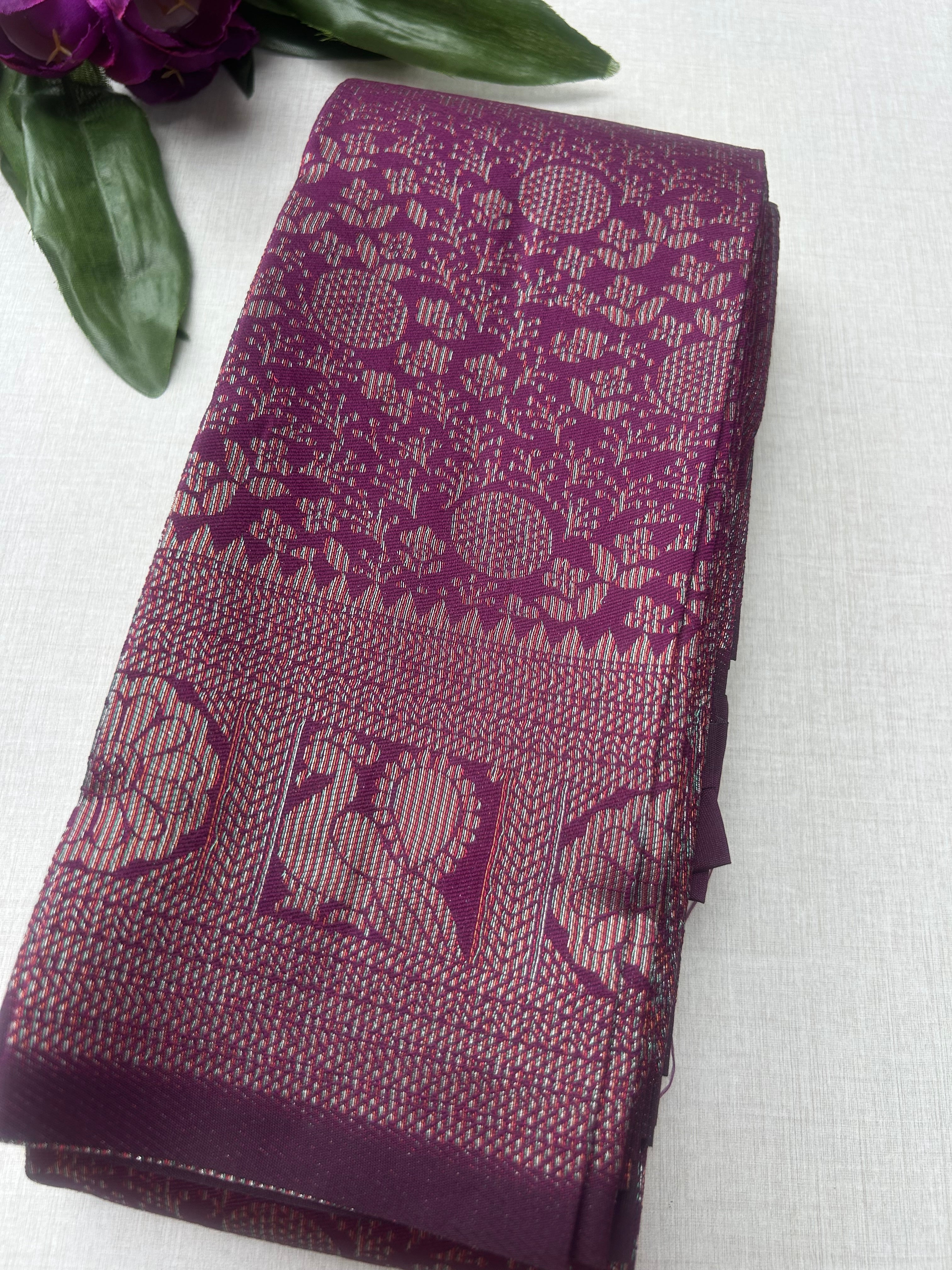 Premium Plum Purple Soft Silk Saree with Rich Zari Weaving & Running Blouse|Aadi Offer Sale| | KRISA COLLECTIONS
