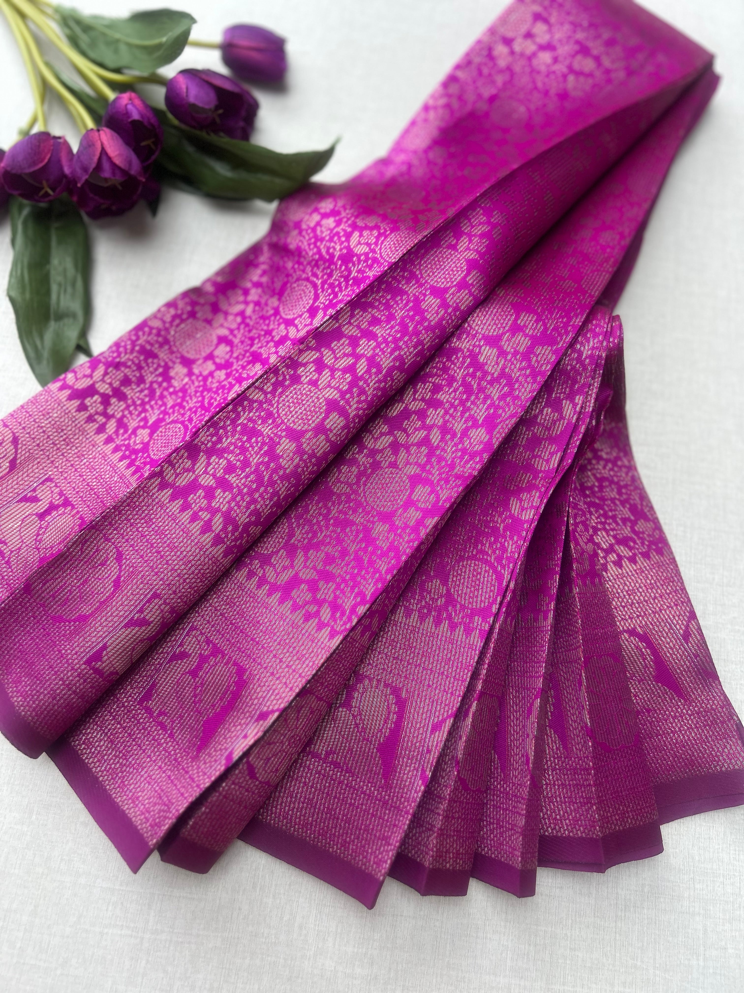 Premium Rani Pink Soft Silk Saree with Rich Zari Weaving & Running Blouse|Aadi Offer Sale| | KRISA COLLECTIONS