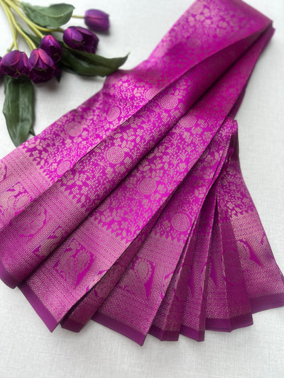 Premium Rani Pink Soft Silk Saree with Rich Zari Weaving & Running Blouse|Aadi Offer Sale| | KRISA COLLECTIONS