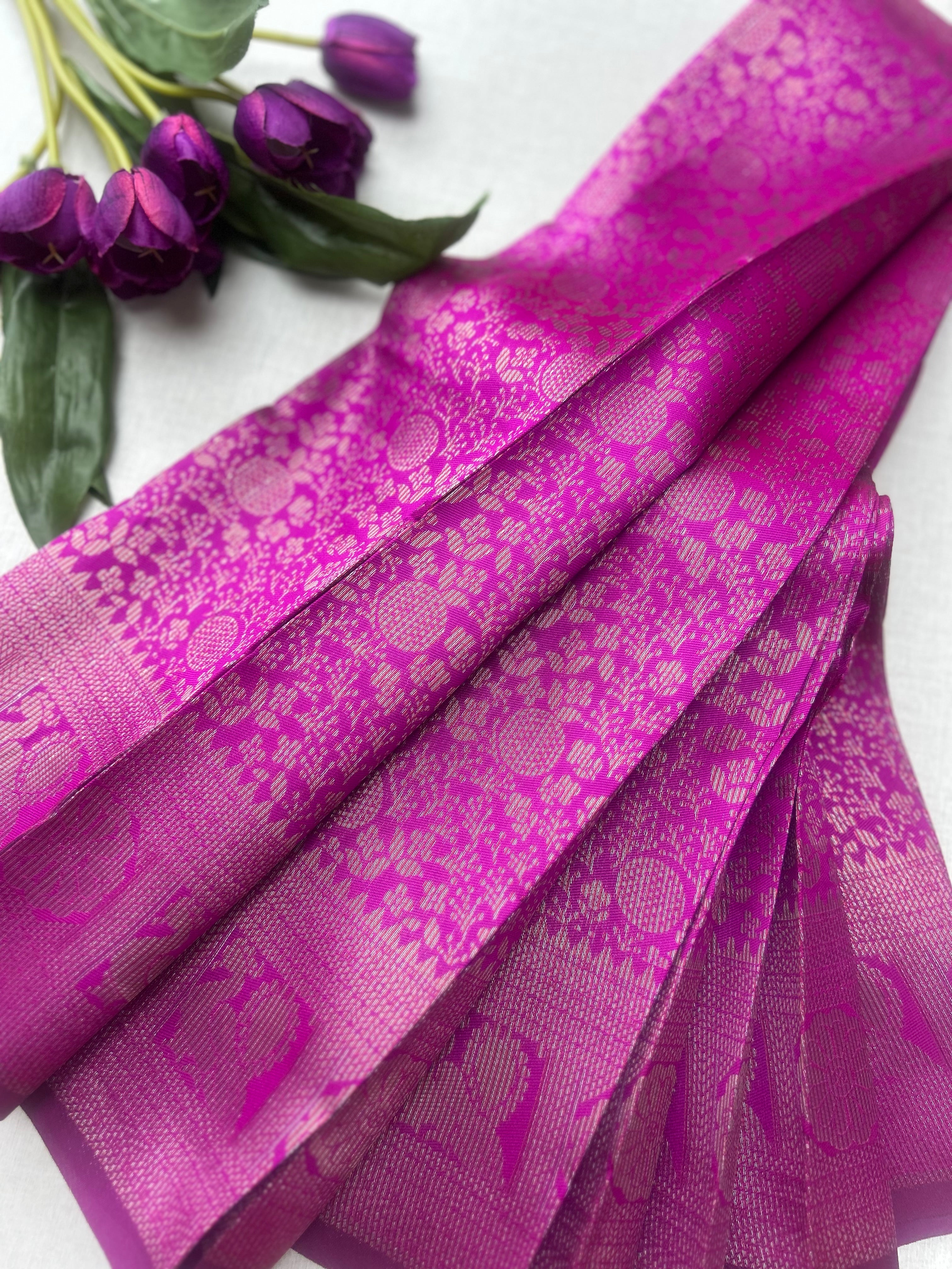 Premium Rani Pink Soft Silk Saree with Rich Zari Weaving & Running Blouse|Aadi Offer Sale| | KRISA COLLECTIONS