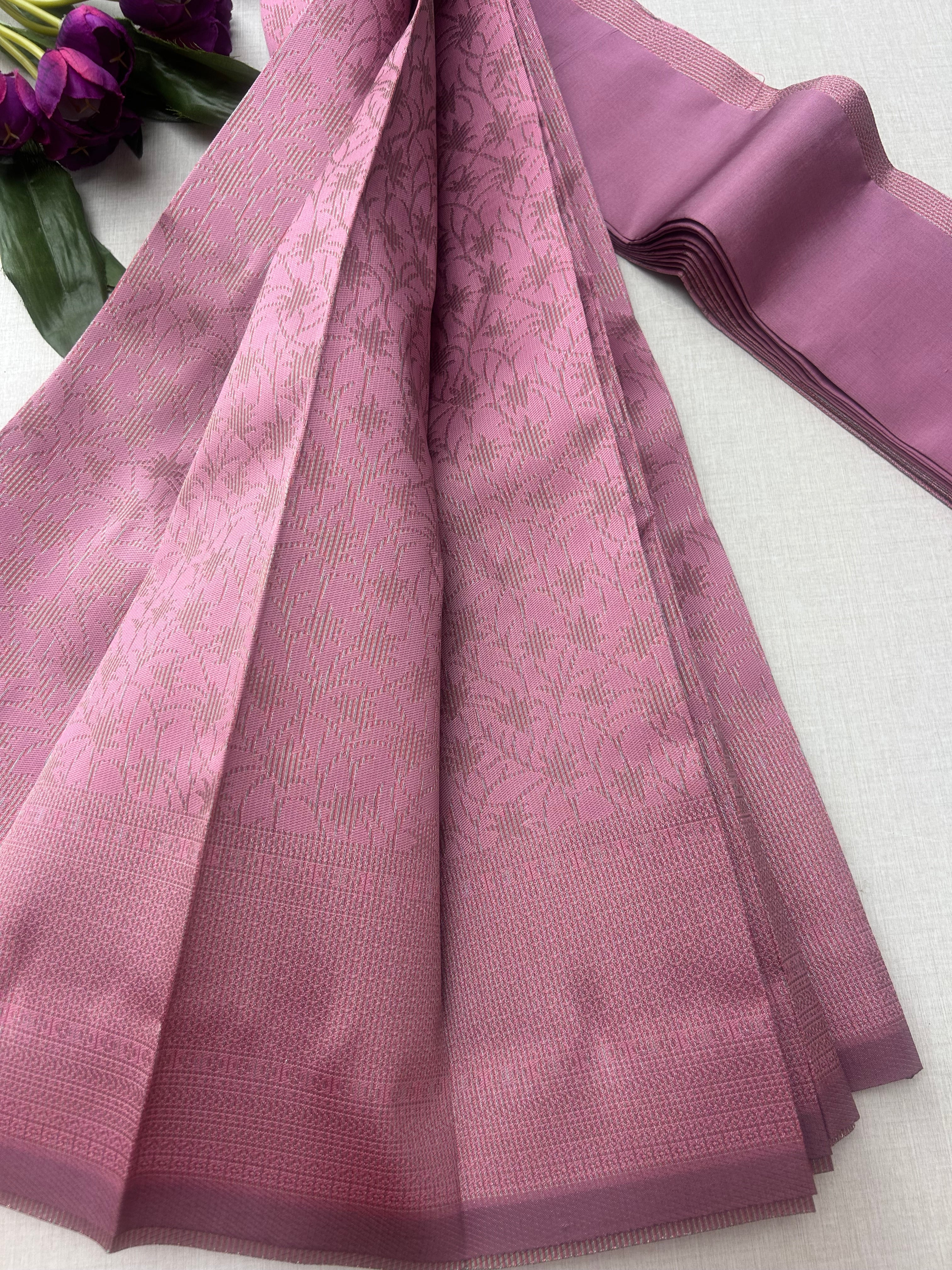 Premium Dusty Rose Pink Soft Silk Saree with Elegant Self Zari Weaving & Running Blouse|Aadi Offer Sale|| KRISA COLLECTIONS