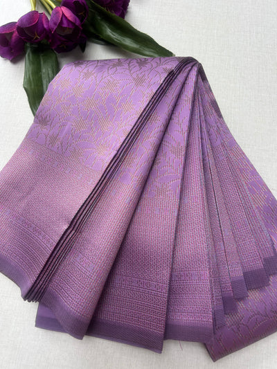 Premium Lavender Purple Soft Silk Saree with Elegant Self Zari Weaving & Running Blouse|Aadi OfferSale|| KRISA COLLECTIONS