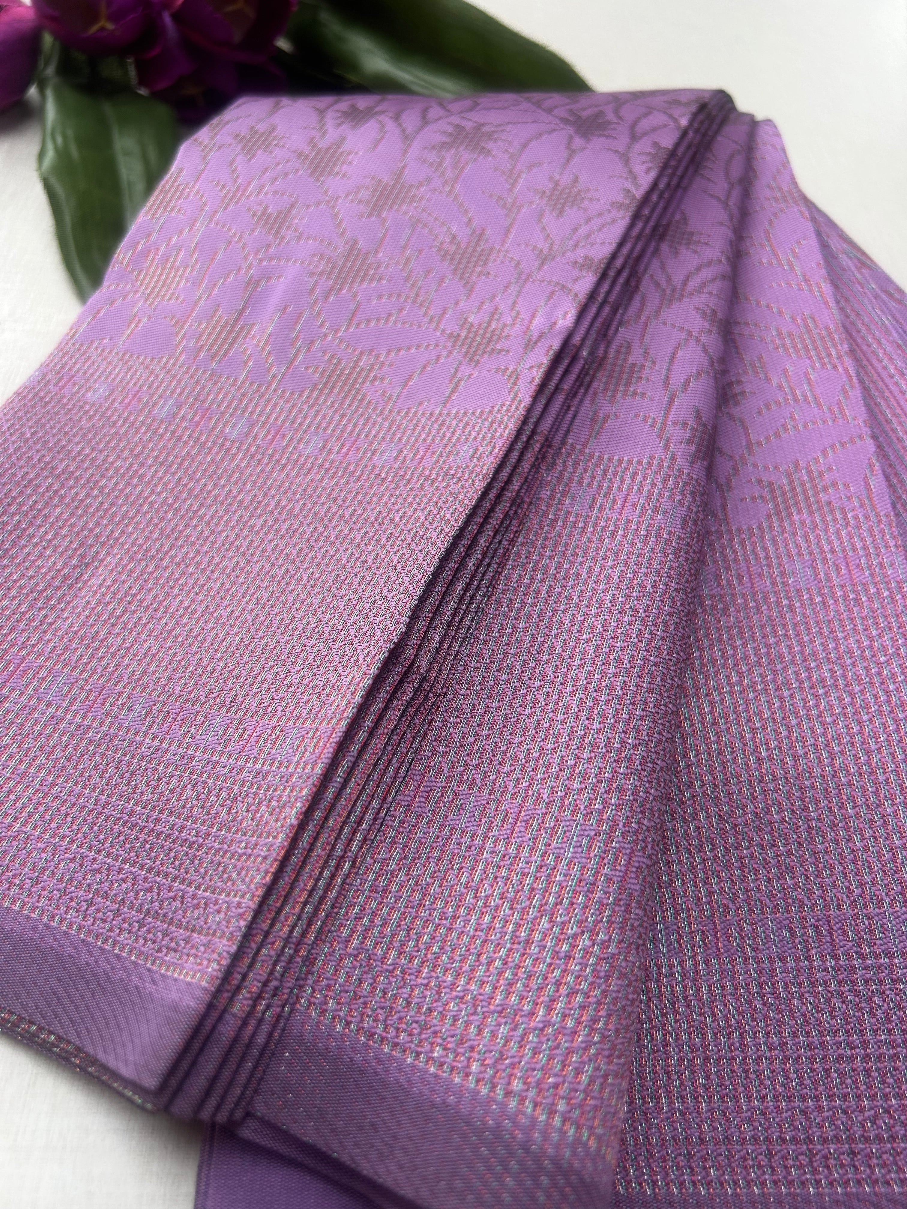 Premium Lavender Purple Soft Silk Saree with Elegant Self Zari Weaving & Running Blouse|Aadi OfferSale|| KRISA COLLECTIONS