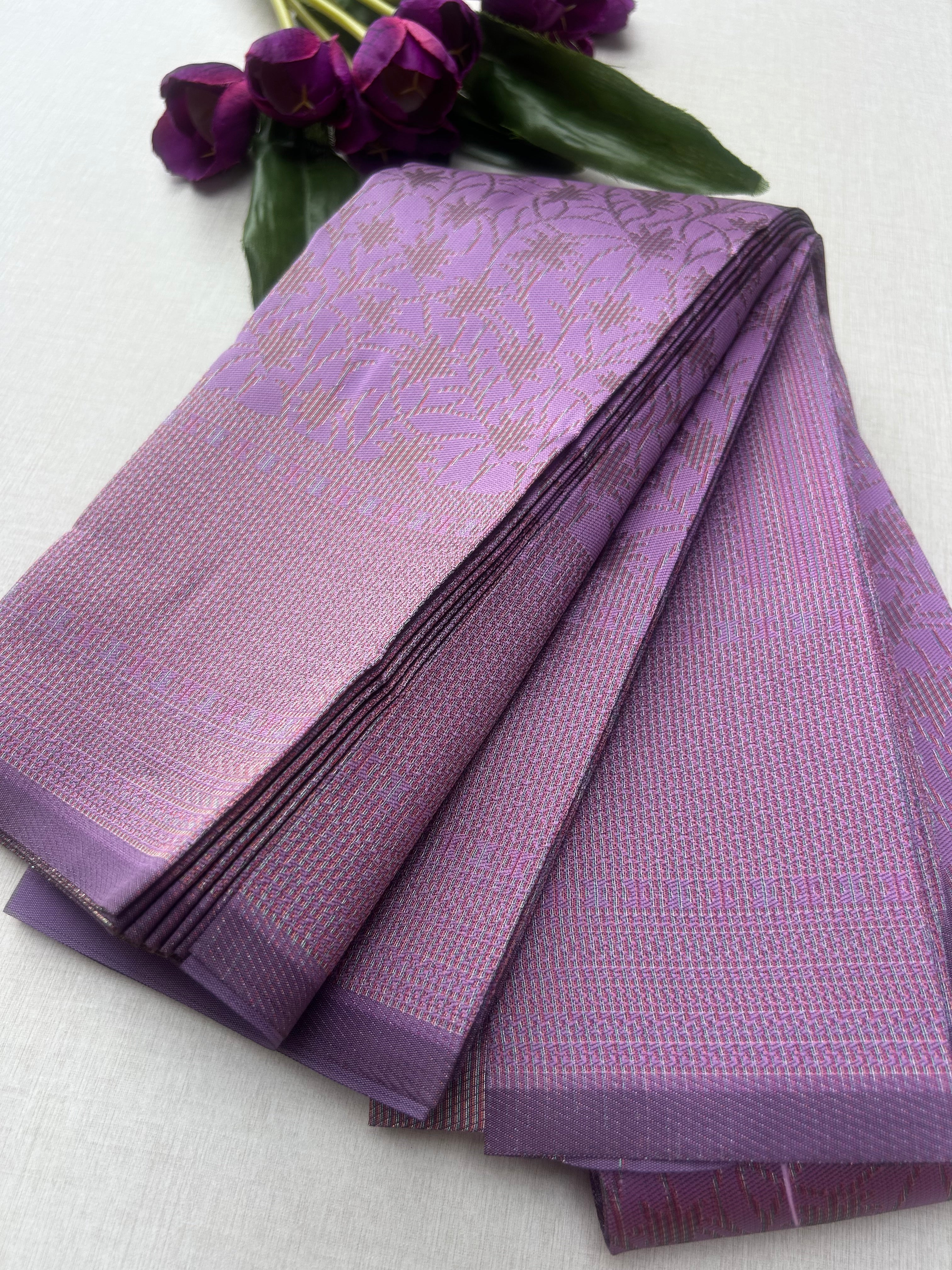 Premium Lavender Purple Soft Silk Saree with Elegant Self Zari Weaving & Running Blouse|Aadi OfferSale|| KRISA COLLECTIONS