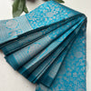 Premium Peacock Blue Soft Silk Saree with Rich Silver Zari Weaving & Running Blouse |Aadi Offer Sale|| KRISA COLLECTIONS