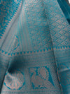 Premium Peacock Blue Soft Silk Saree with Rich Silver Zari Weaving & Running Blouse |Aadi Offer Sale|| KRISA COLLECTIONS