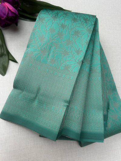 Premium Sea Green Soft Silk Saree with Elegant Self Zari Weaving & Running Blouse|Aadi Offer Sale| KRISA COLLECTIONS