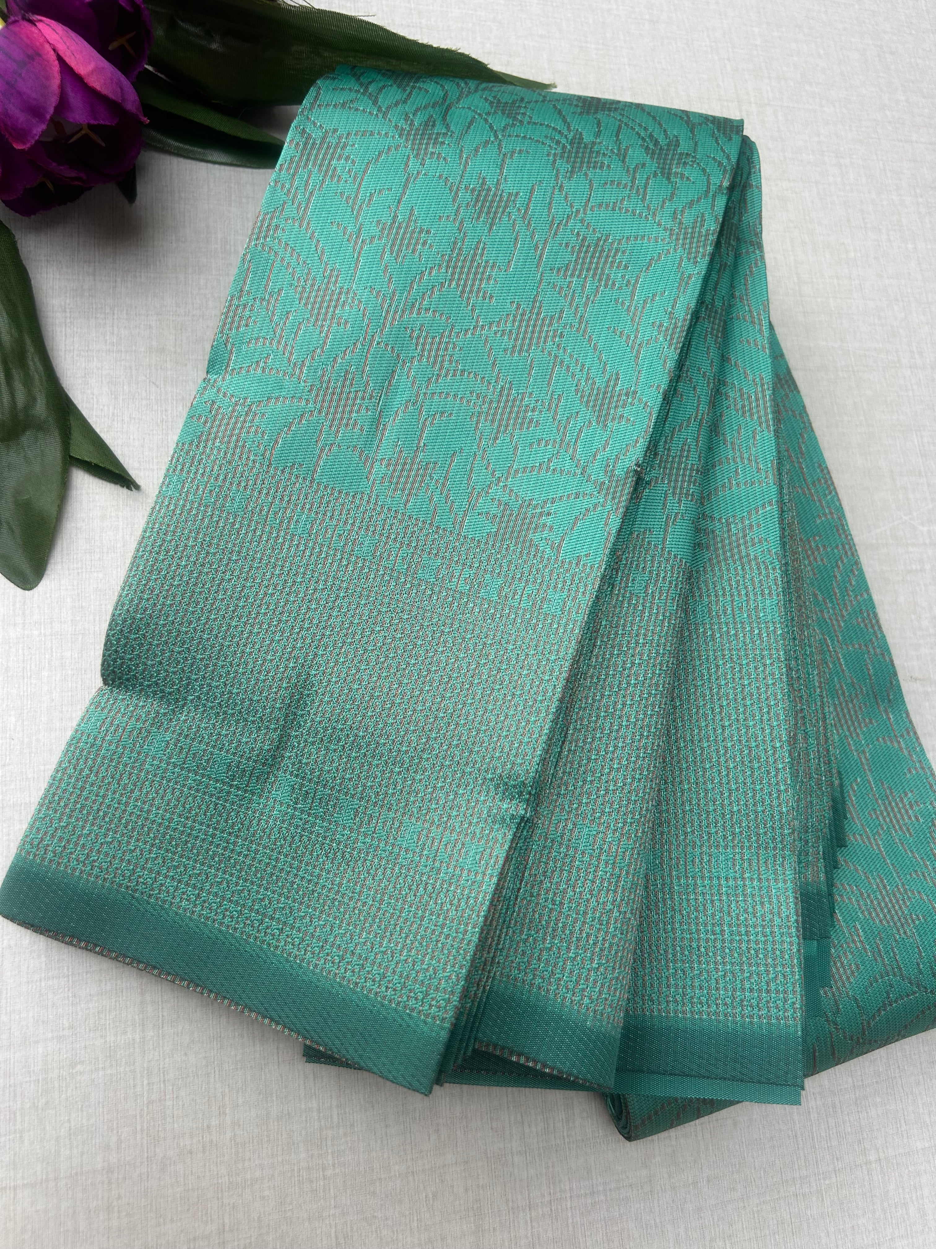 Premium Sea Green Soft Silk Saree with Elegant Self Zari Weaving & Running Blouse|Aadi Offer Sale| KRISA COLLECTIONS