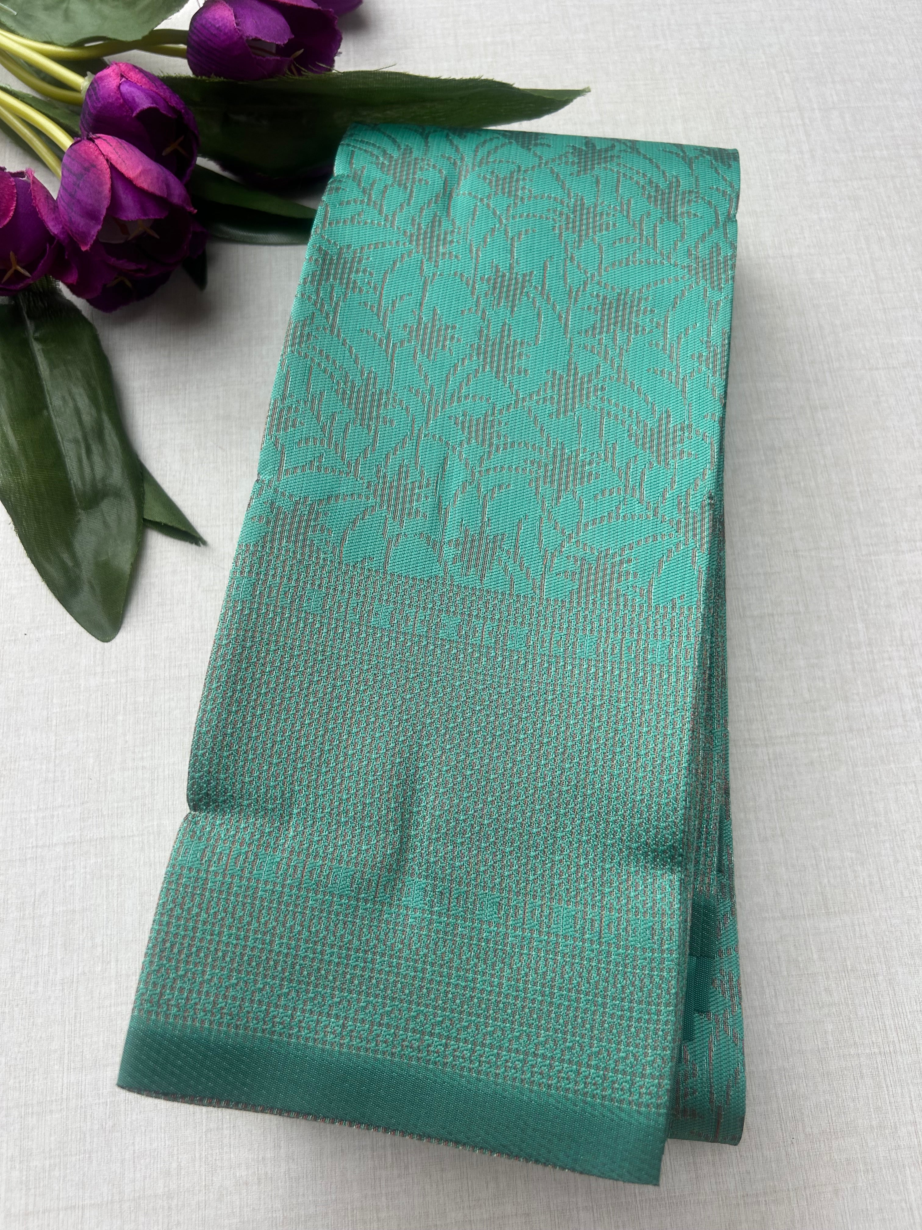 Premium Sea Green Soft Silk Saree with Elegant Self Zari Weaving & Running Blouse|Aadi Offer Sale| KRISA COLLECTIONS