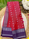 Elegant Crimson Zari Butta Saree with Rich Contrast Border|bridal collection|krisa