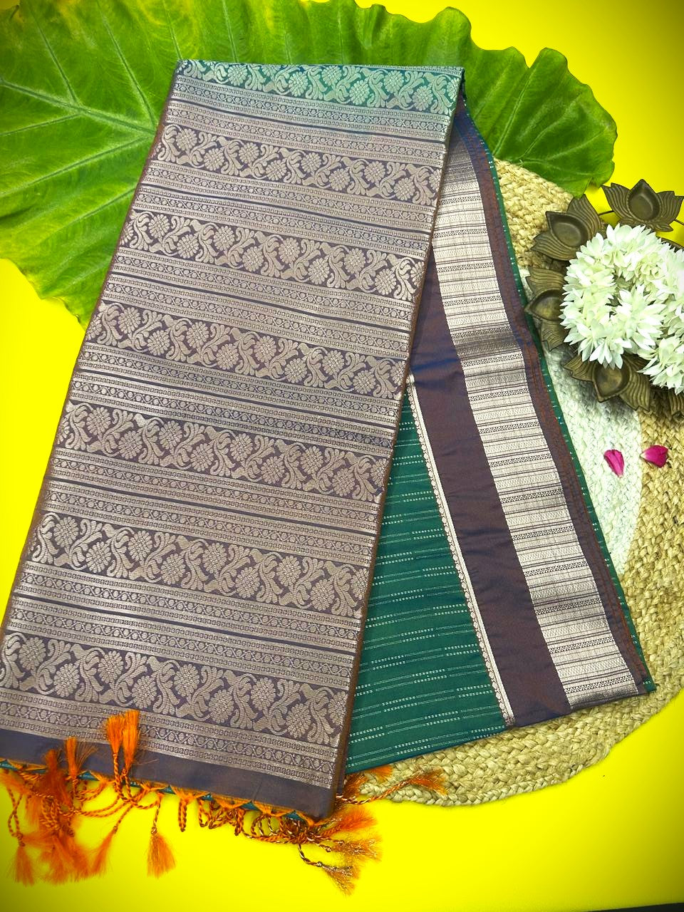 Soft silk saree-with grand work with dual shade-with blouse