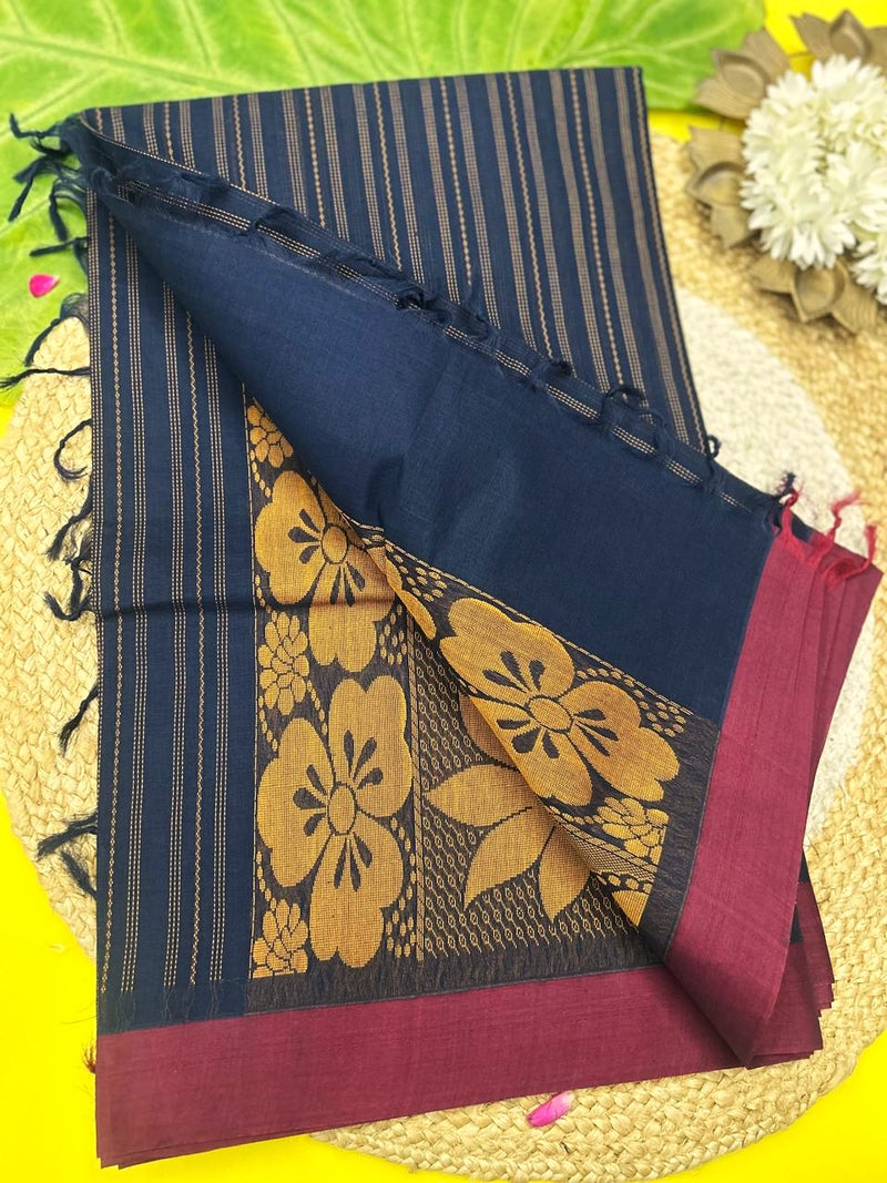pure cotton sarees -self design with blouse 001