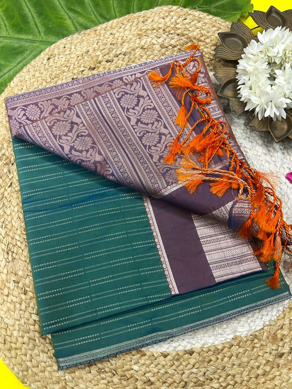 Soft silk saree-with grand work with dual shade-with blouse