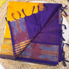 Pure silk cotton with pochampally border with contrast blouse001|Krisa Collections