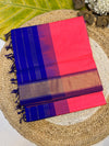 Pure silk cotton with contrast blue blouse  002