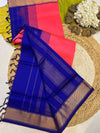 Pure silk cotton with contrast blue blouse  002