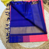 Pure silk cotton with contrast blue blouse  002