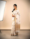 Premium Raw silk saree -light pastel green shade with zari lines all over the body