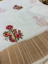 Premium Raw silk saree -light pastel sky blue  shade with zari lines all over the body