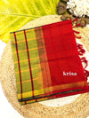 Pure silk cotton -checked pattern with contrast blouse 002