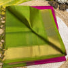 Pure silk cotton with contrast green blouse  001
