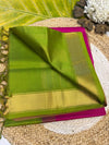 Pure silk cotton with contrast green blouse  001