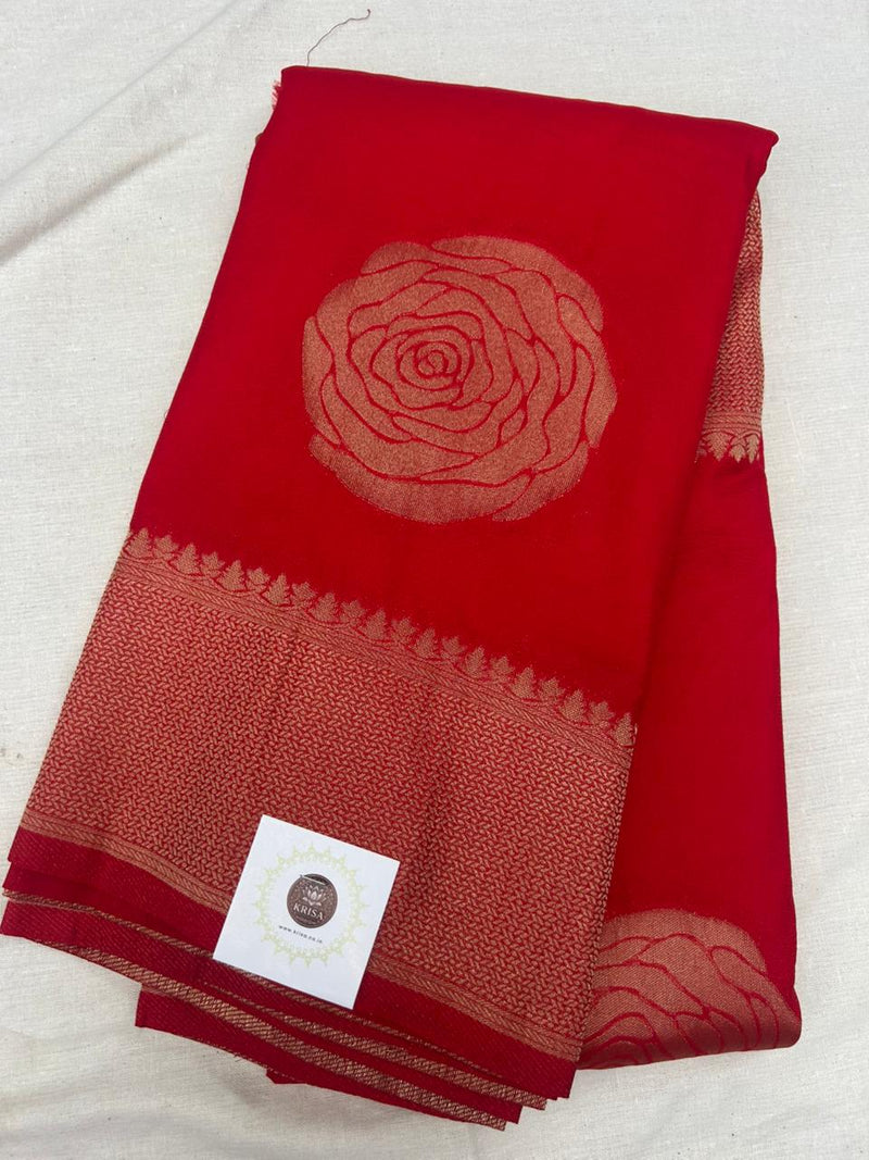 Pure Gulab Viscose Silk Saree |Rose Glow Elegance |Royal Red |KRISA