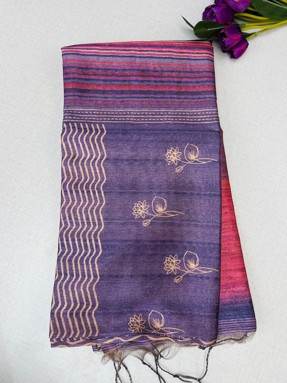 Warm Tussar Silk Sarees |Fresh Boutique Style Sarees 004|KRISA
