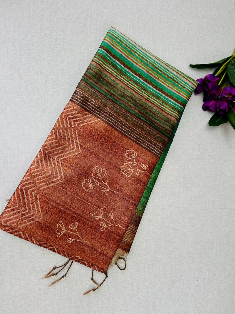 Warm Tussar Silk Sarees |Fresh Boutique Style Sarees 003|KRISA
