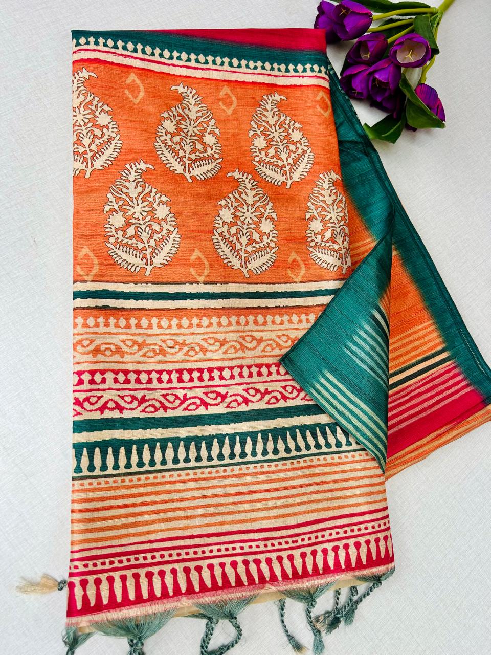 Warm Tussar Silk Sarees |Fresh Boutique Style Sarees 002|KRISA