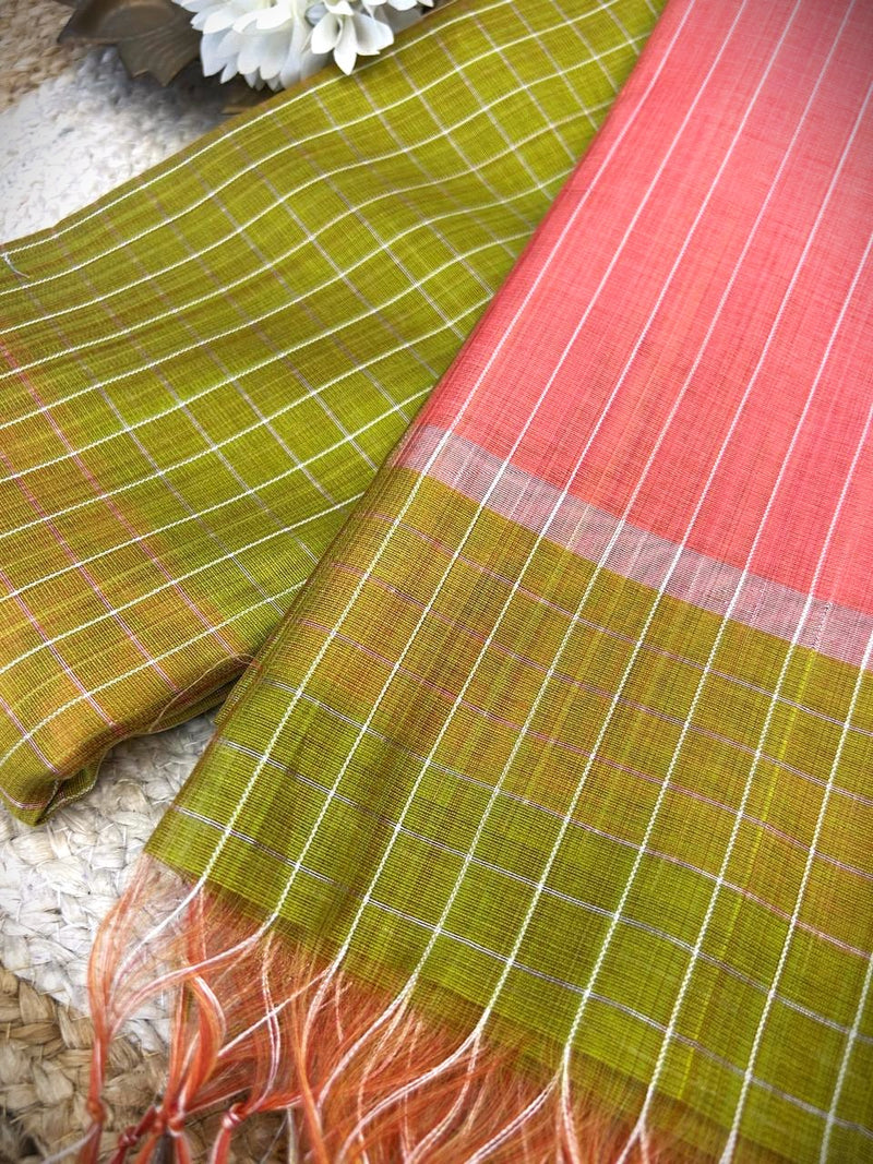 Adhira Checked  silk saree with blouse 011