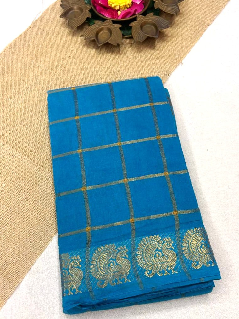 Pavithra Kattam Sungudi cotton saree with peacock border 009