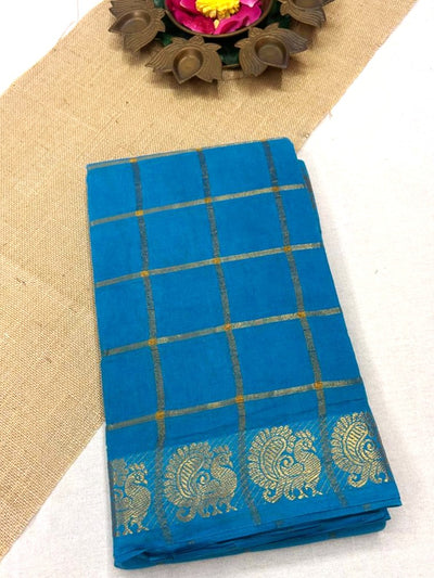 Pavithra Kattam Sungudi cotton saree with peacock border 009