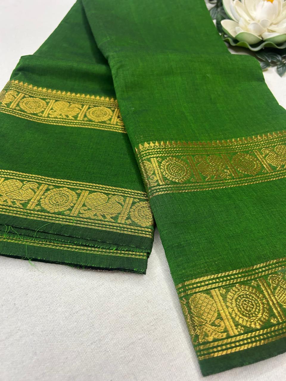 Retta patta border Narayanapet saree  -Green with blouse