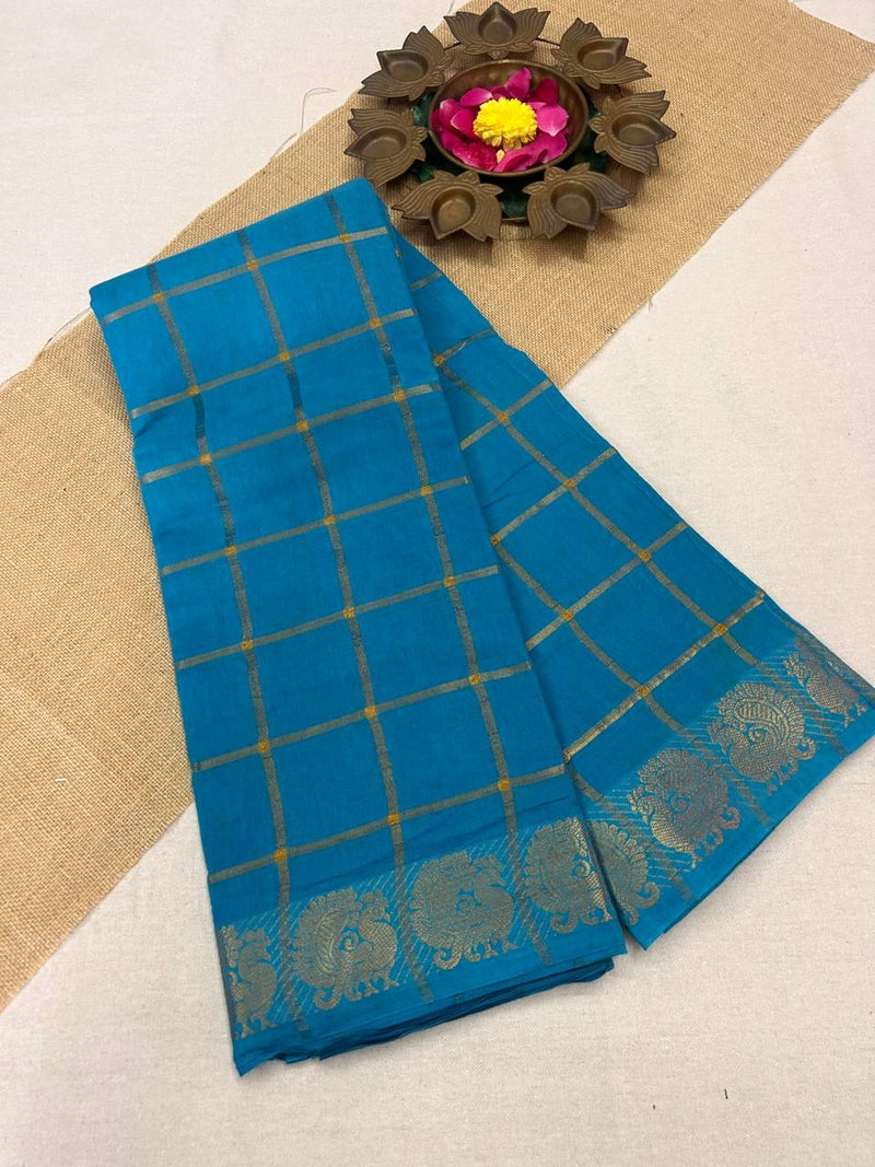 Pavithra Kattam Sungudi cotton saree with peacock border 009