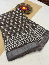 Bagru Handblock print Linen Saree with attached Blouse 777B02