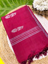 Vazhaipattu pastel green checked silk saree -with blouse