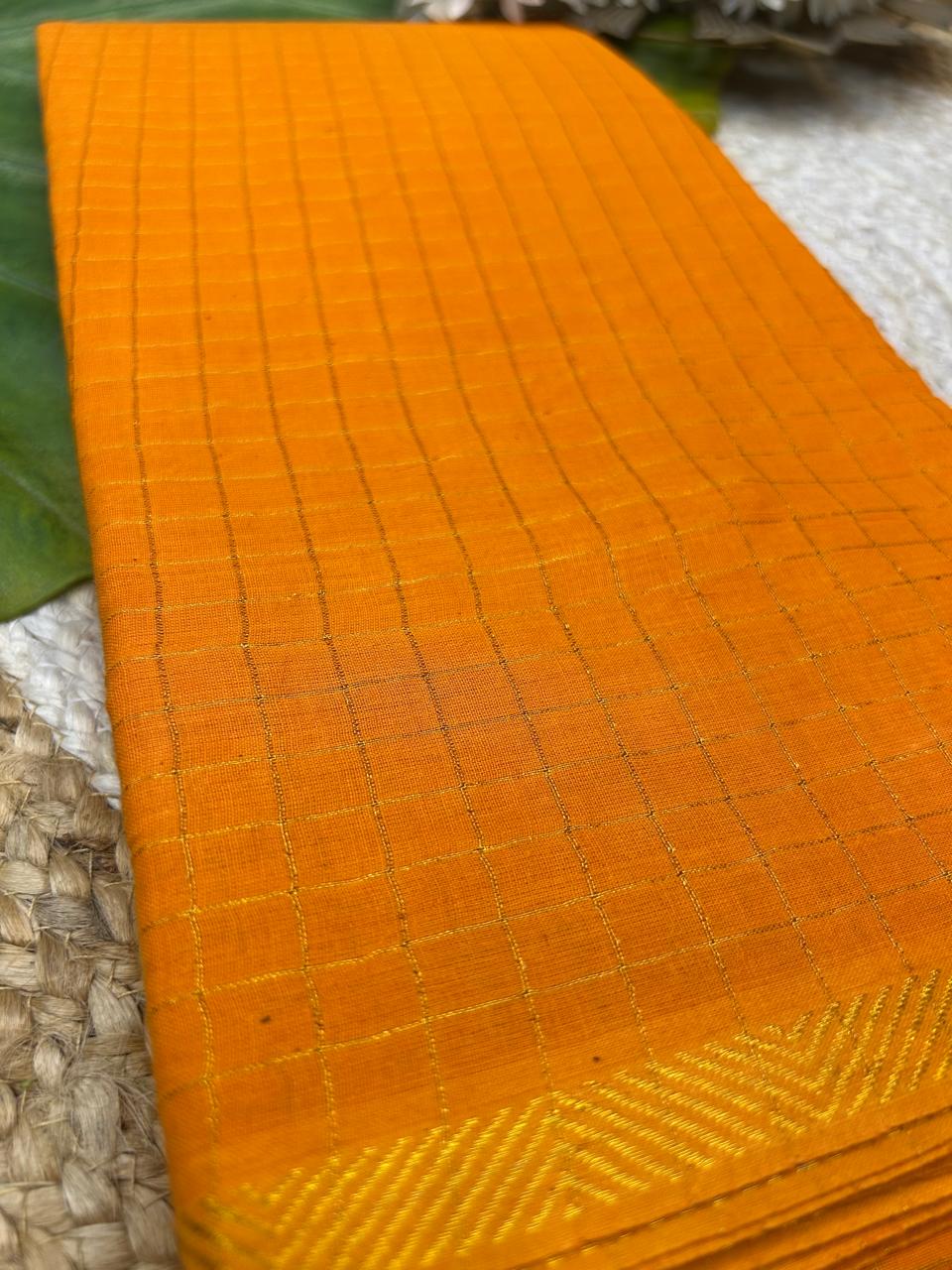 Golden check pure sungudi cotton saree-without blouse 005|KRISA