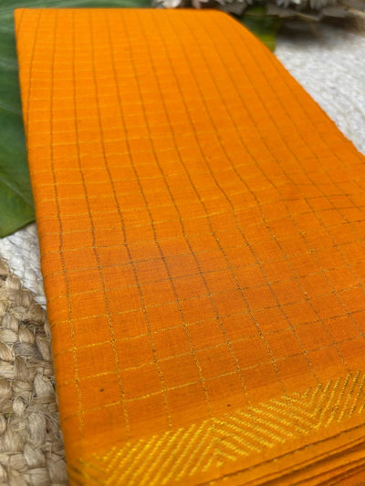 Golden check pure sungudi cotton saree-without blouse 005|KRISA