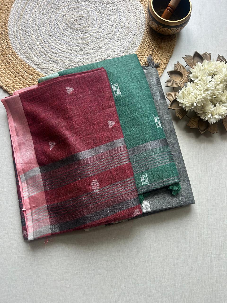Semi-Linen Saree-Breathable Luxury with Effortless Style | Krisa 004