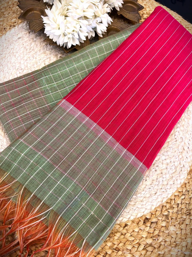 Adhira Checked  silk saree with blouse 012|KRISA