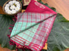 Vazhaipattu pastel green checked silk saree -with blouse