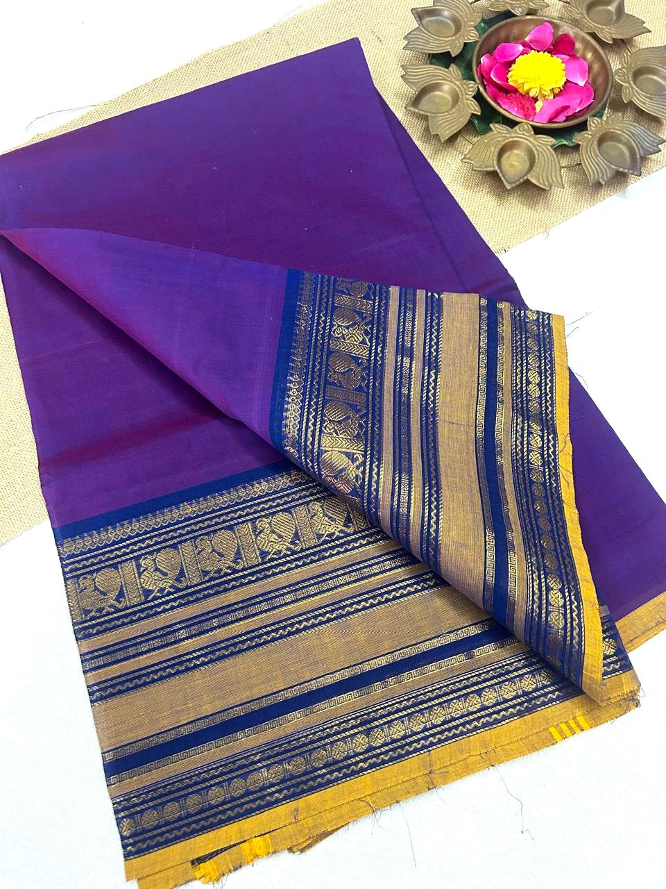 Chettinad cotton purple saree