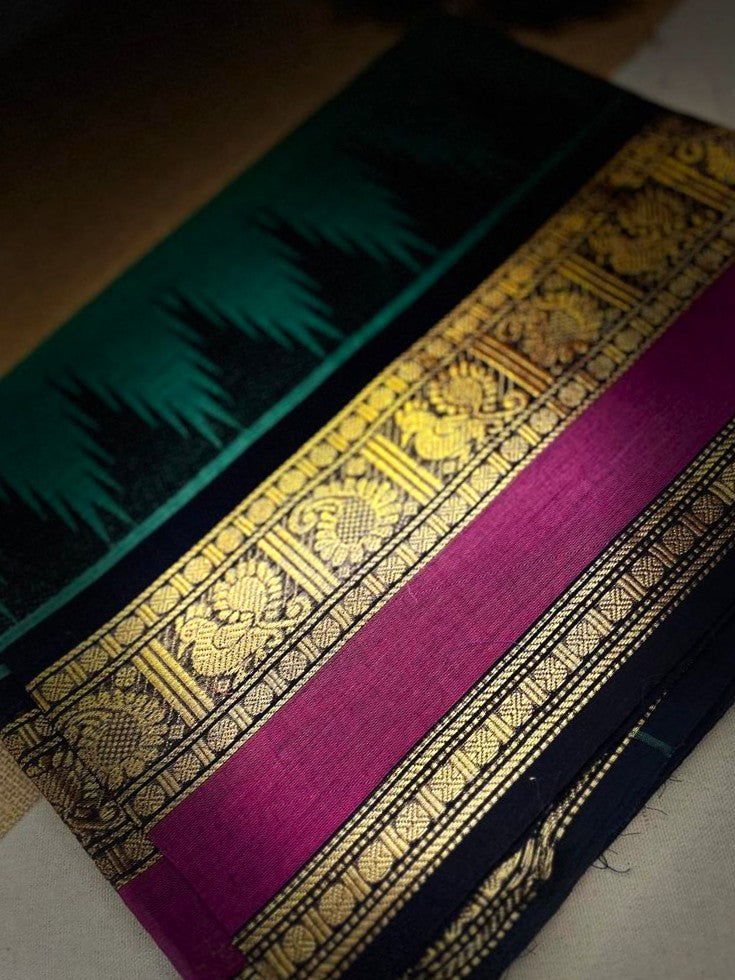 Chettinad cotton Green saree | Timeless Elegance – Krisa 003