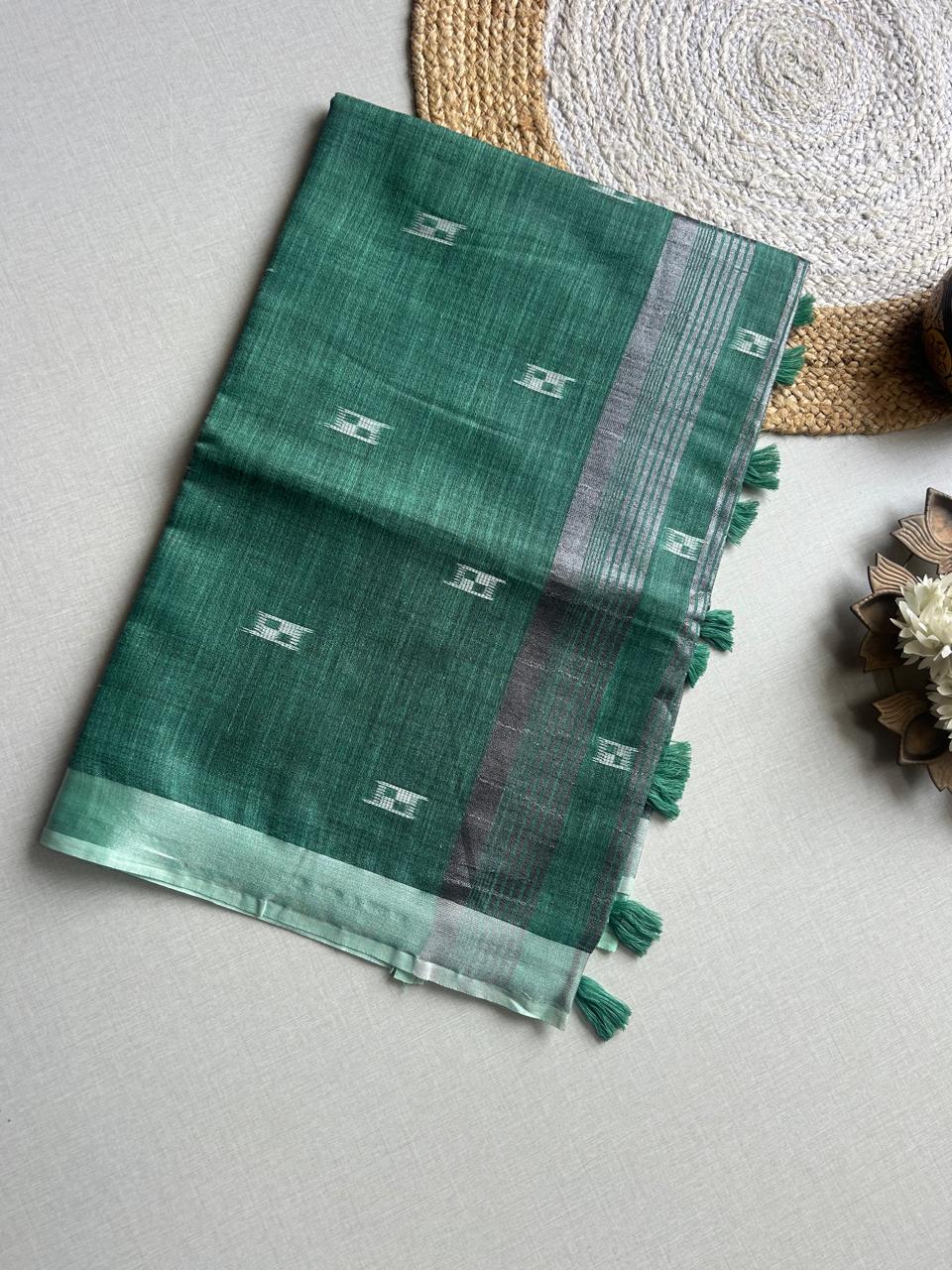 Semi-Linen Saree-Breathable Luxury with Effortless Style | Krisa 004