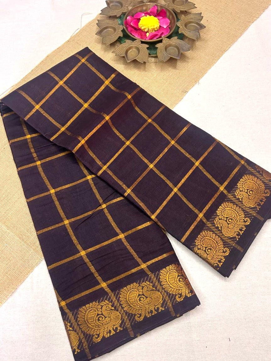 Pavithra Kattam Sungudi cotton saree with peacock border 007